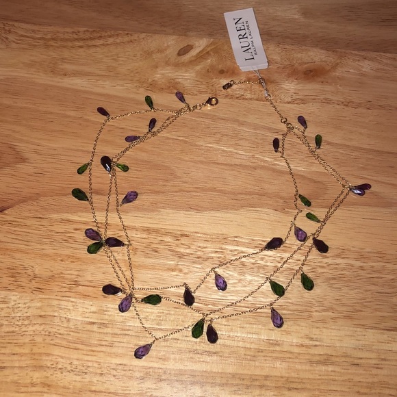 Lauren Ralph Lauren Gold Tone Triple Layer Briolette Stone Collar Necklace NWT - Picture 10 of 16